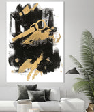 Gold Black Abstract Panel I by Mike Schick on GIANT ART - black abstract