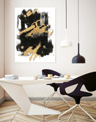 Gold Black Abstract Panel I by Mike Schick on GIANT ART - black abstract