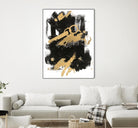 Gold Black Abstract Panel I by Mike Schick on GIANT ART - black abstract