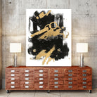 Gold Black Abstract Panel I by Mike Schick on GIANT ART - black abstract