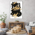 Gold Black Abstract Panel I by Mike Schick on GIANT ART - black abstract