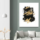 Gold Black Abstract Panel I by Mike Schick on GIANT ART - black abstract