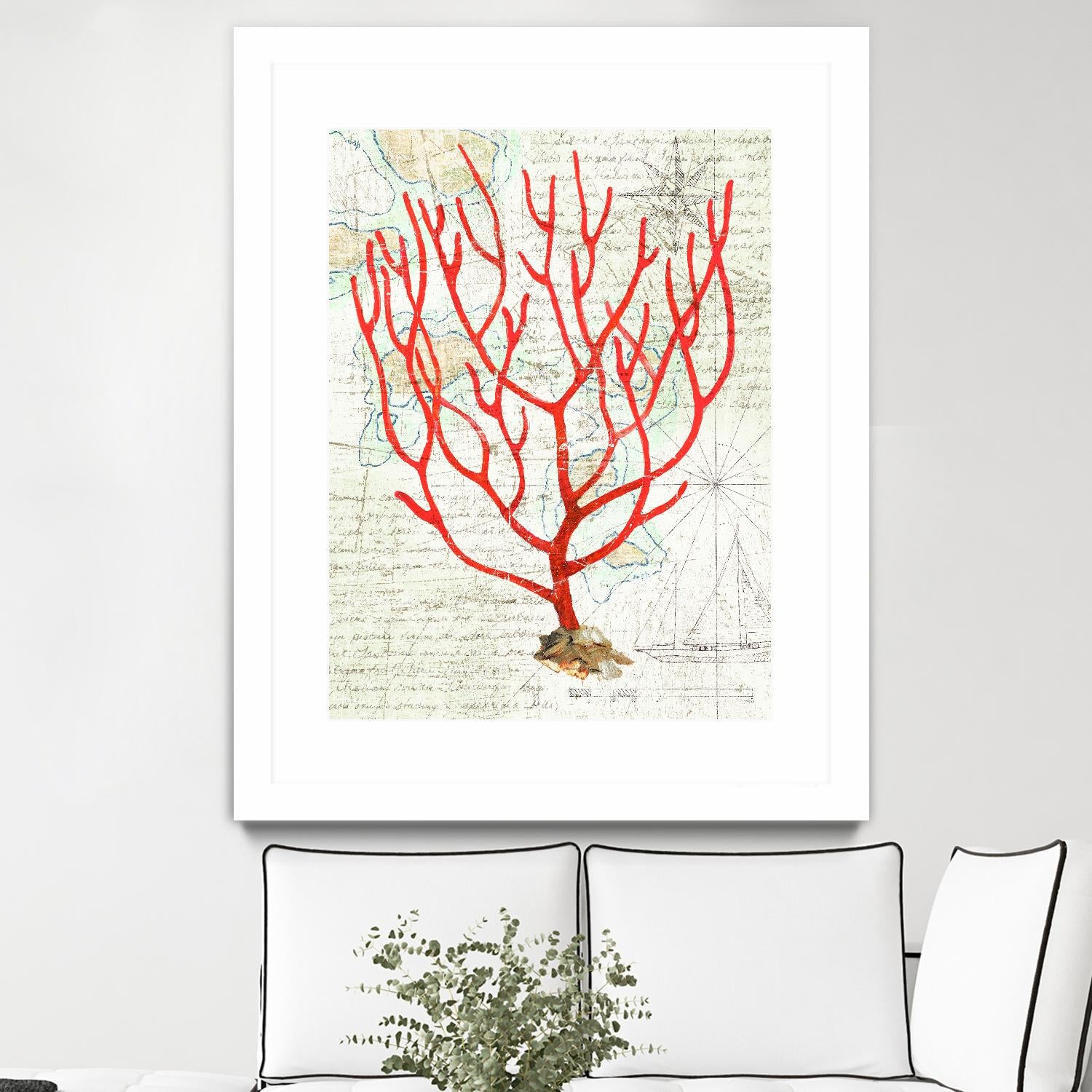 Textured Coral I by Avery Tillmon on GIANT ART - beige nautical
