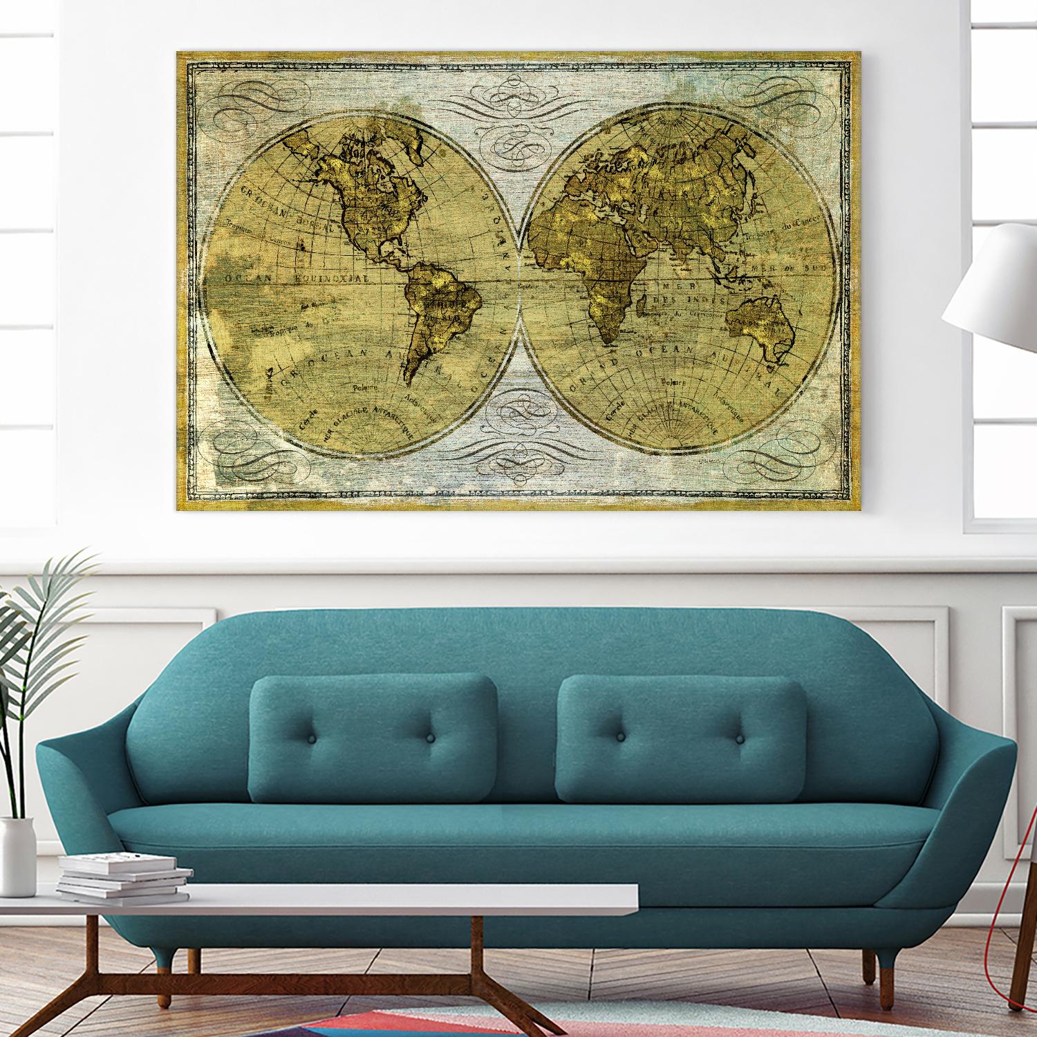 Worldwide I by James Wiens on GIANT ART - gold maps