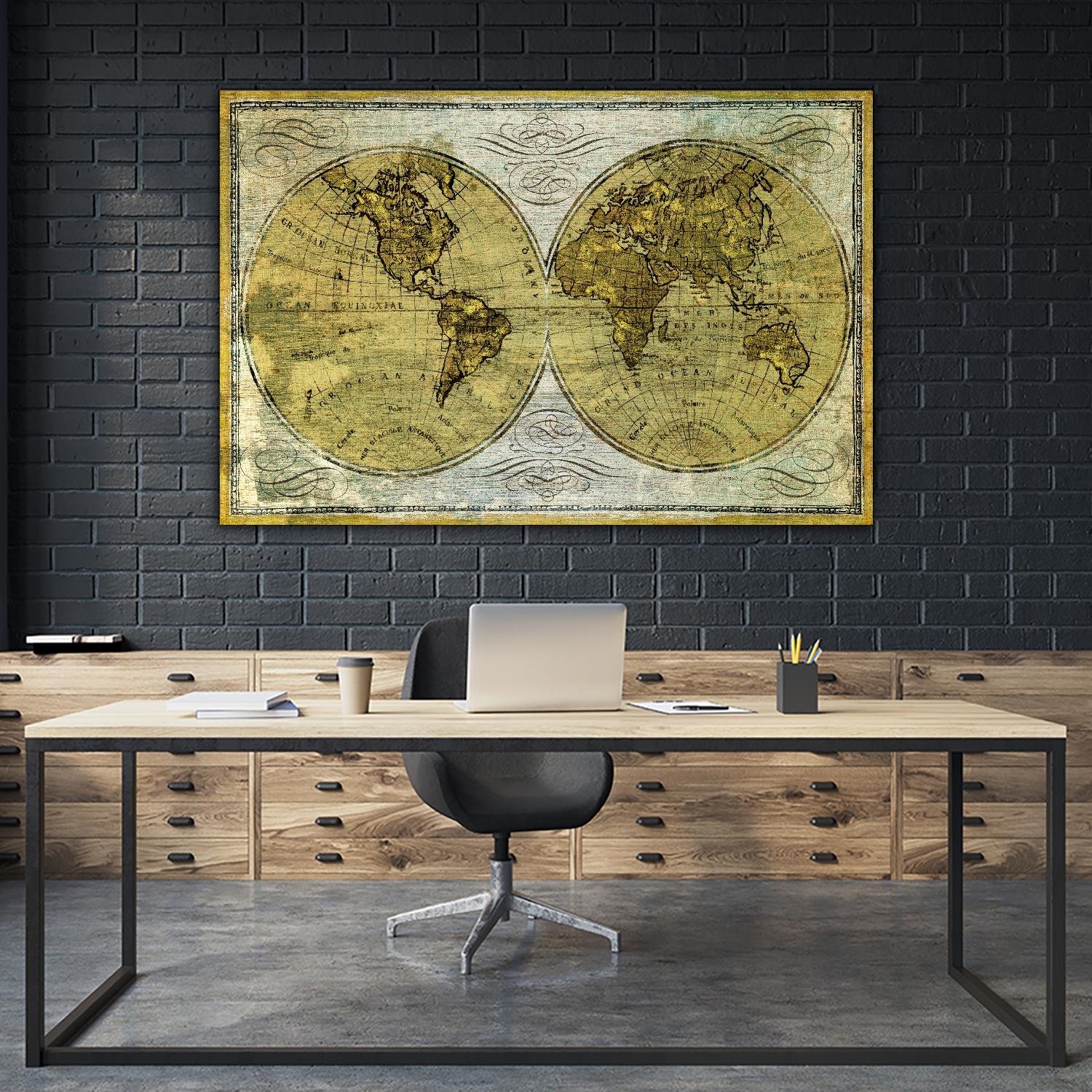 Worldwide I by James Wiens on GIANT ART - gold maps