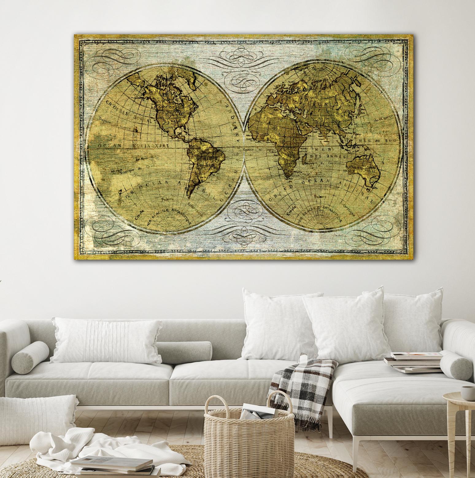 Worldwide I by James Wiens on GIANT ART - gold maps