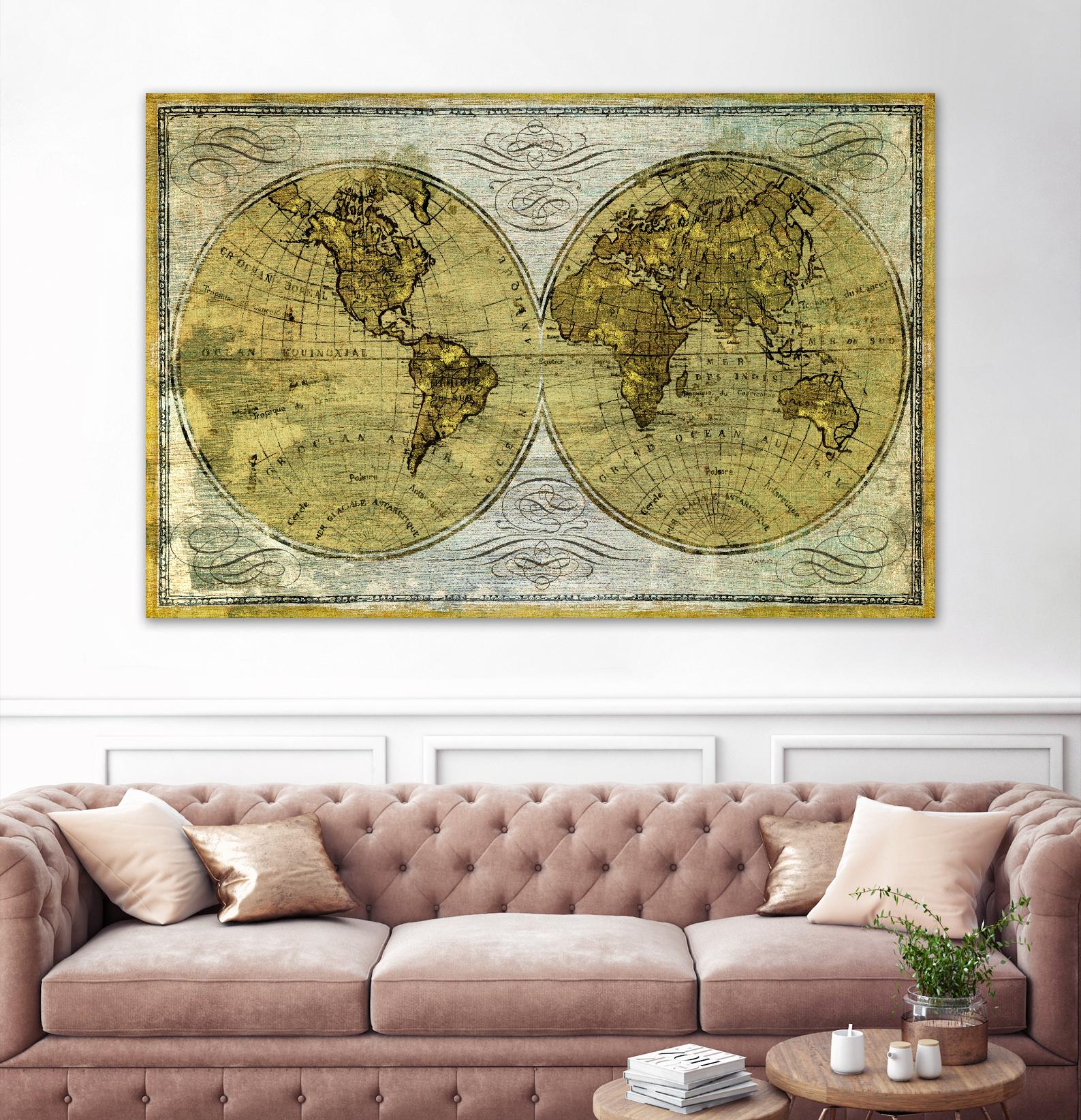 Worldwide I by James Wiens on GIANT ART - gold maps