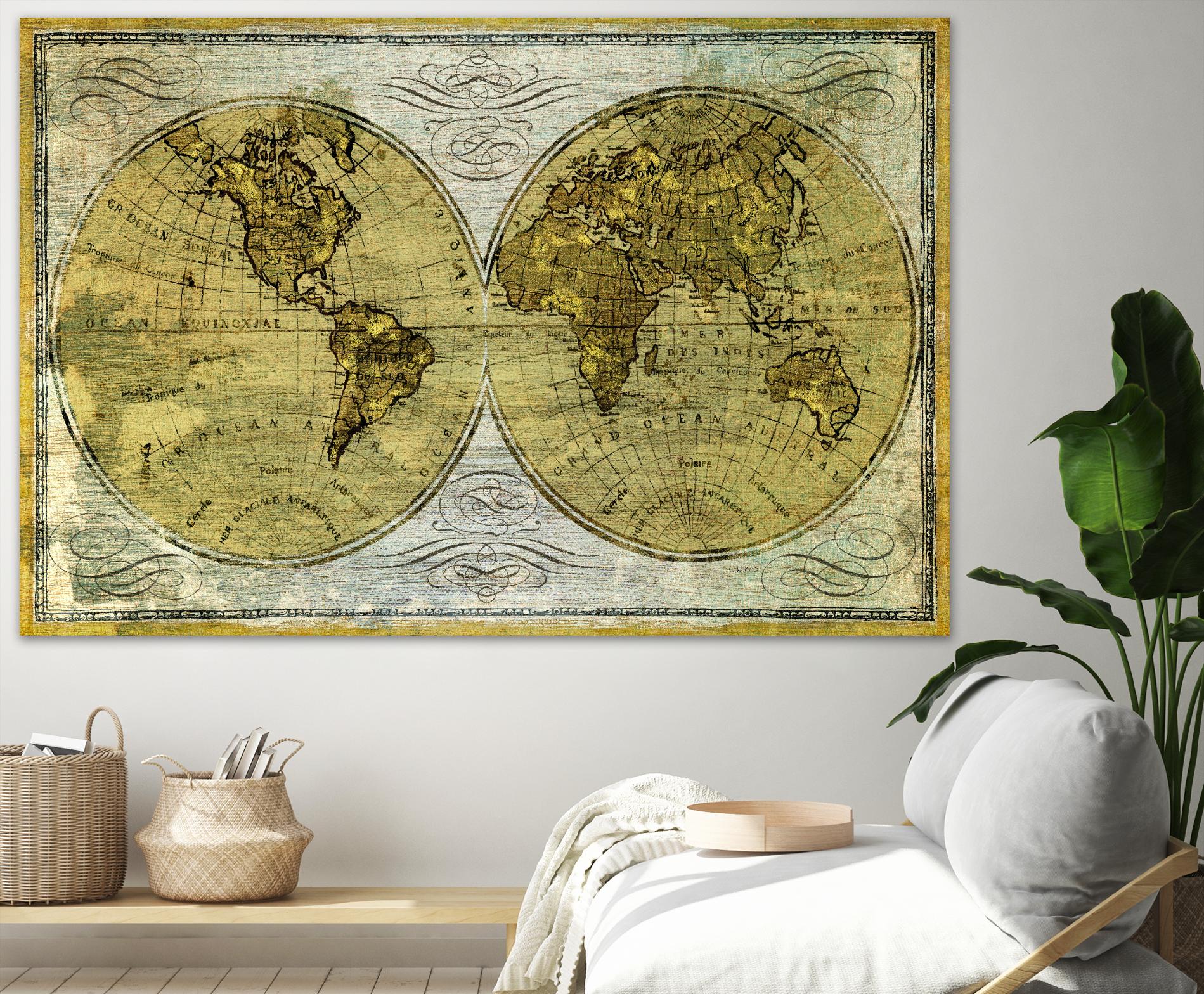 Worldwide I by James Wiens on GIANT ART - gold maps