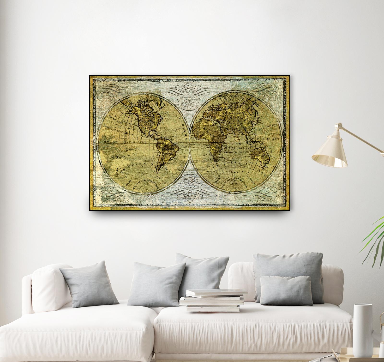 Worldwide I by James Wiens on GIANT ART - gold maps