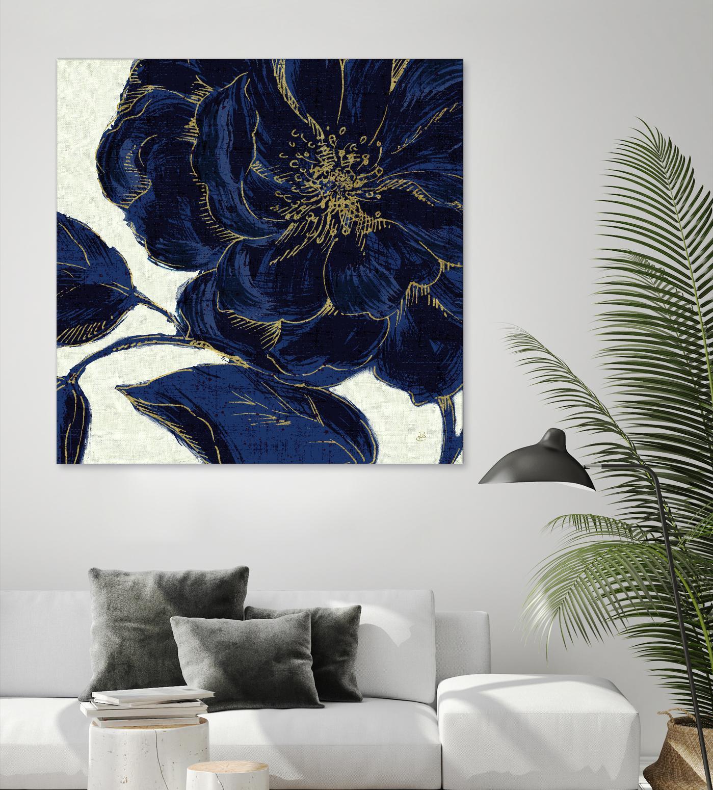 Indigo Garden II by Daphne Brissonnet on GIANT ART - beige floral