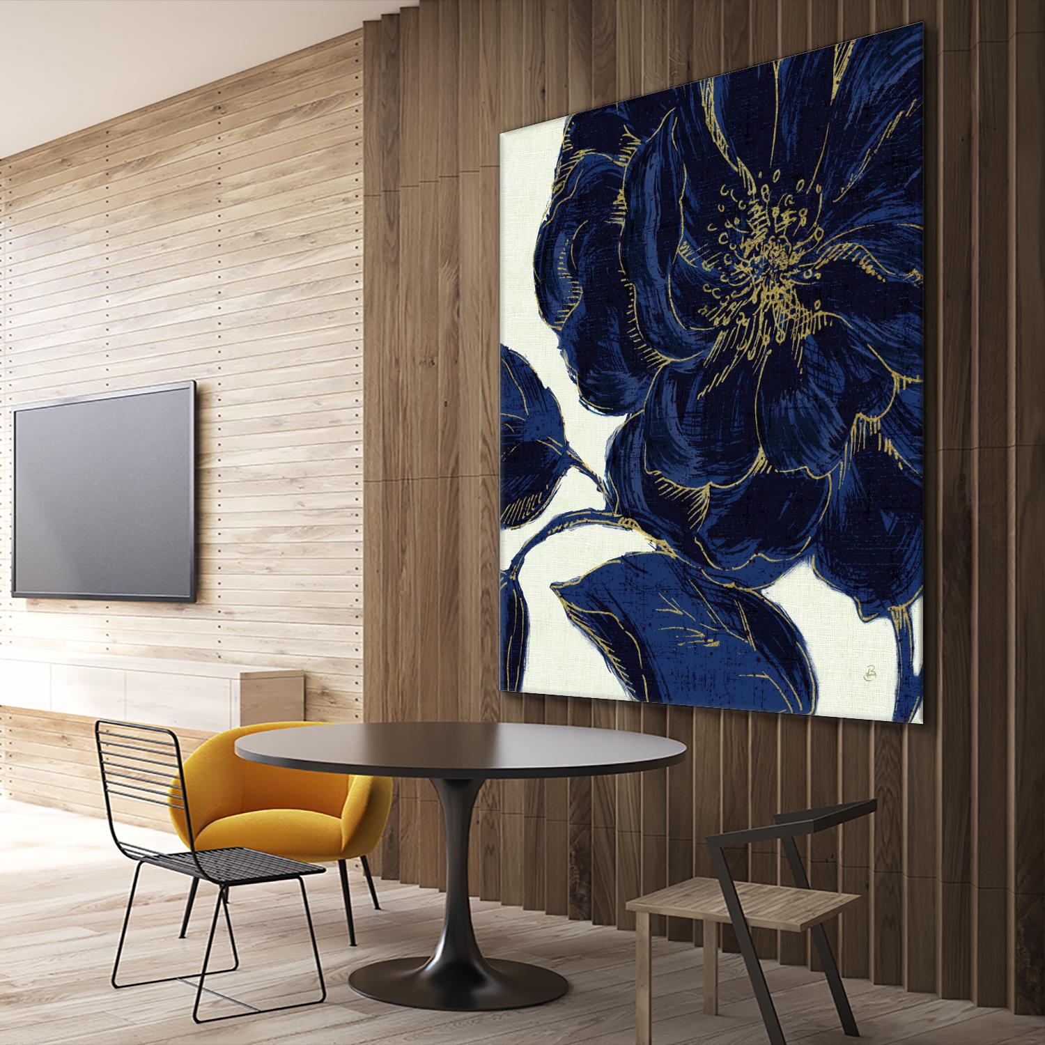 Indigo Garden II by Daphne Brissonnet on GIANT ART - beige floral