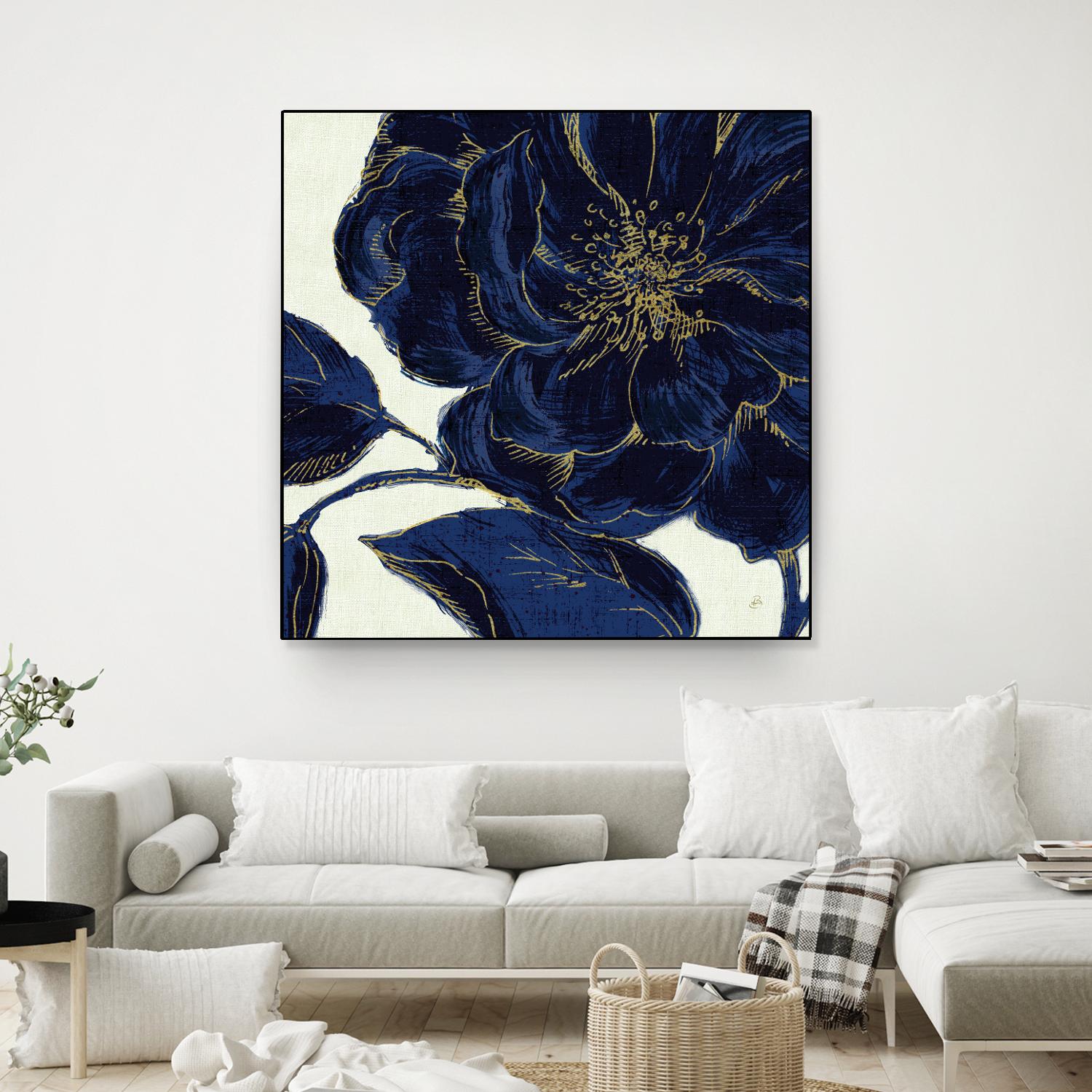 Indigo Garden II by Daphne Brissonnet on GIANT ART - beige floral