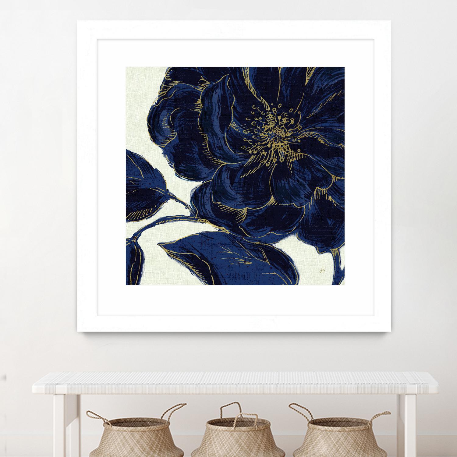 Indigo Garden II by Daphne Brissonnet on GIANT ART - beige floral