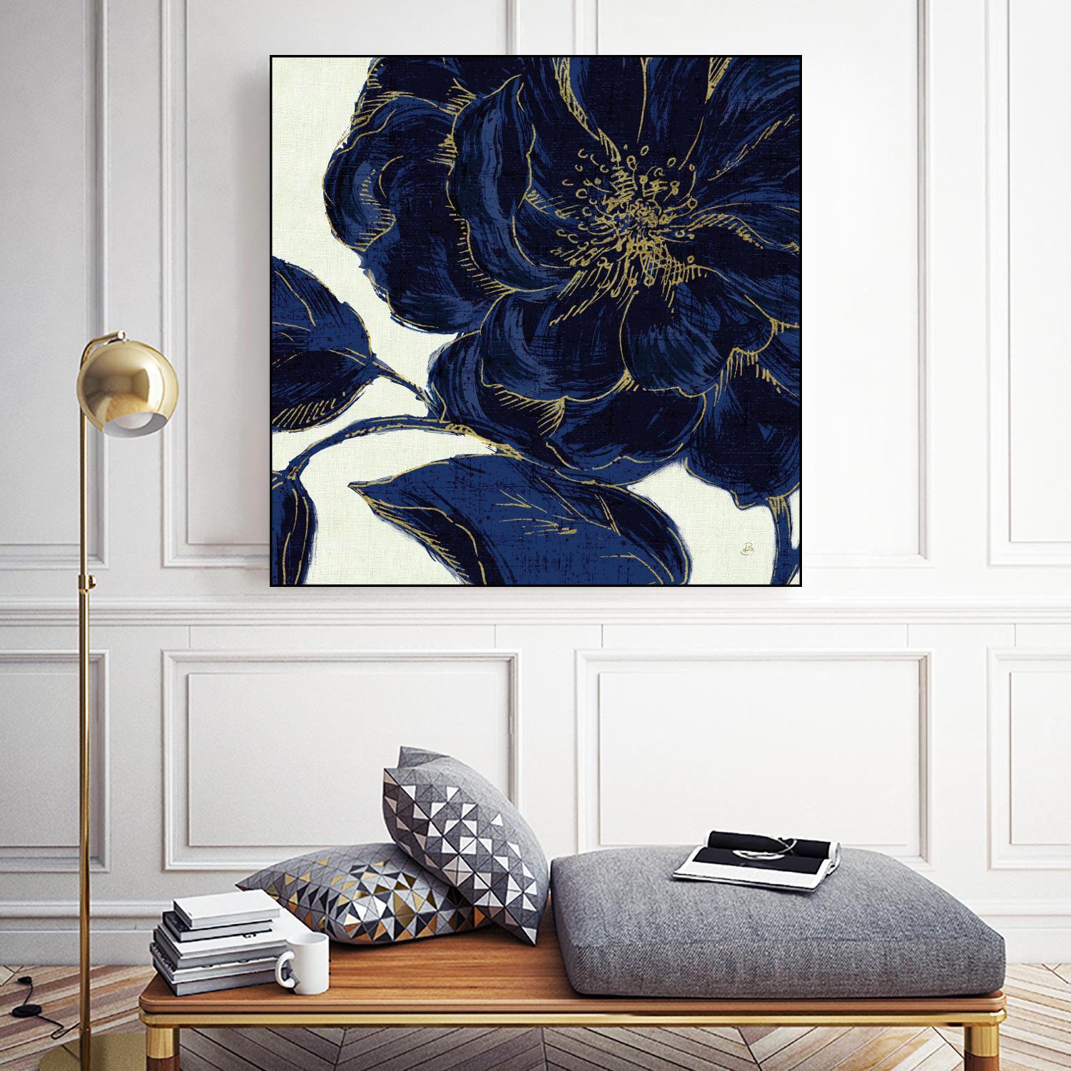Indigo Garden II by Daphne Brissonnet on GIANT ART - beige floral