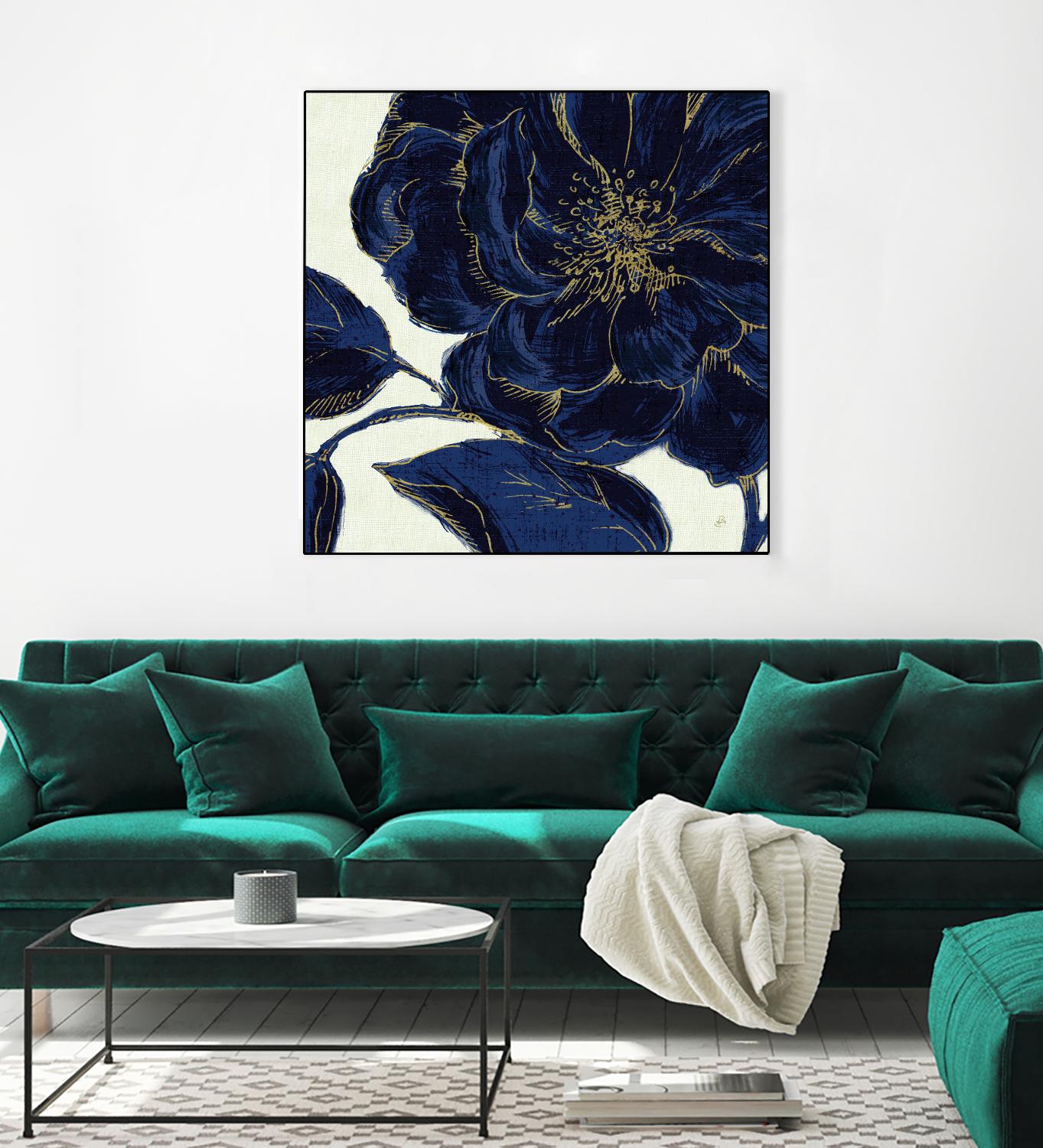 Indigo Garden II by Daphne Brissonnet on GIANT ART - beige floral
