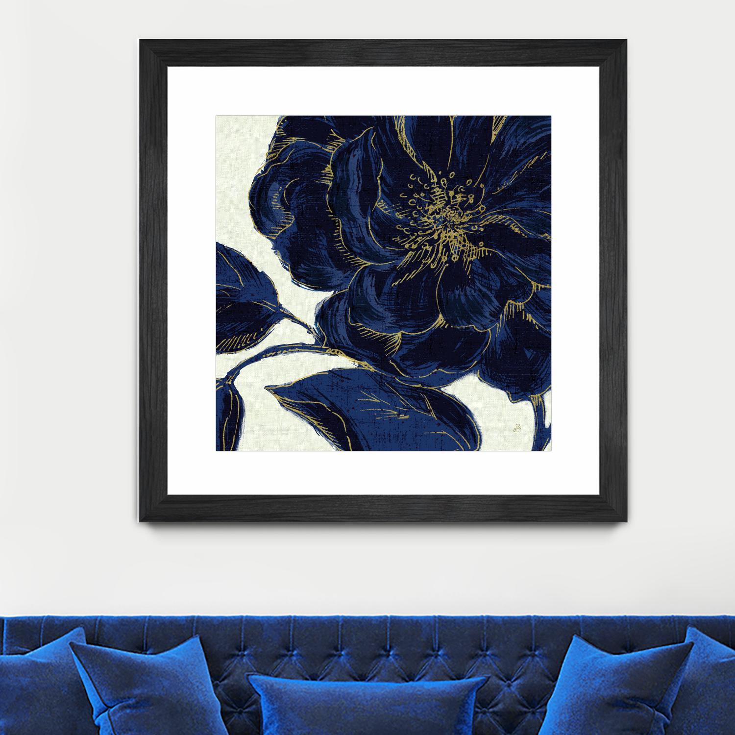 Indigo Garden II by Daphne Brissonnet on GIANT ART - beige floral