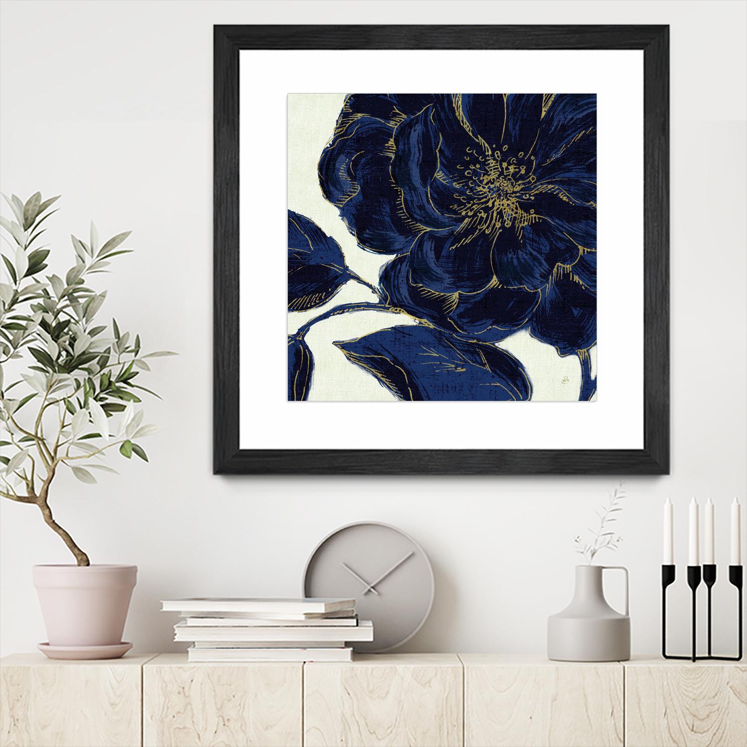 Indigo Garden II by Daphne Brissonnet on GIANT ART - beige floral