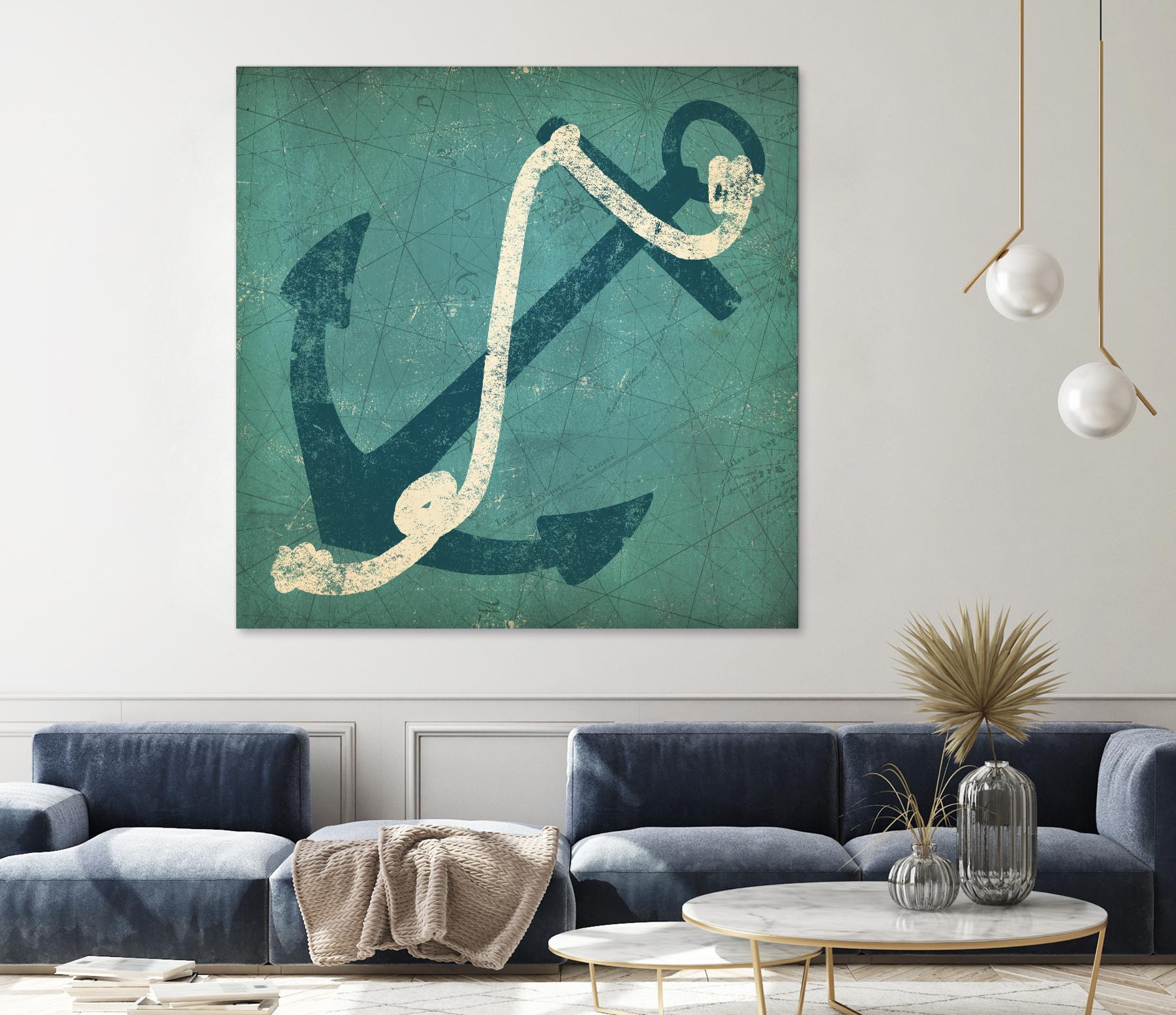 Nautical Anchor Blue by Ryan Fowler on GIANT ART - white nautical