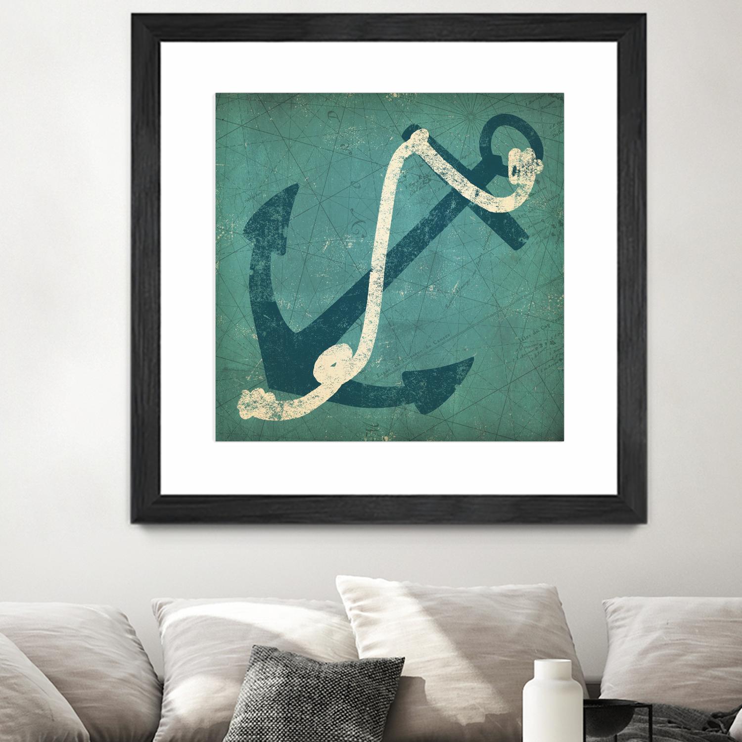 Nautical Anchor Blue by Ryan Fowler on GIANT ART - white nautical