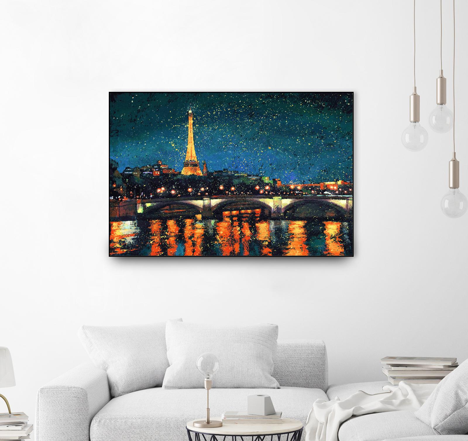 Paris Nights Blue I by James Wiens on GIANT ART - yellow city scene