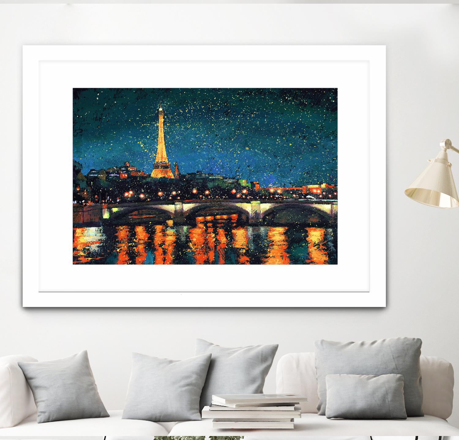 Paris Nights Blue I by James Wiens on GIANT ART - blue architecture eiffel tower