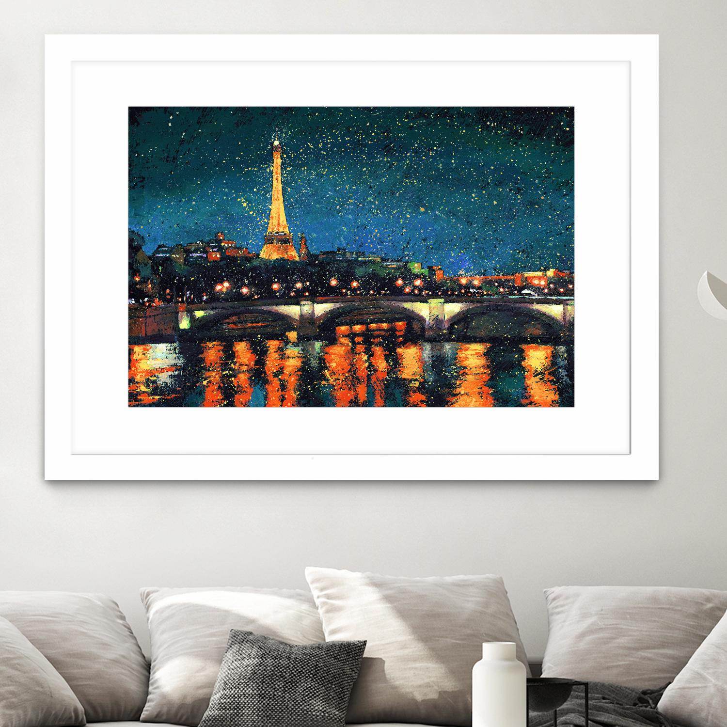Paris Nights Blue I by James Wiens on GIANT ART - blue architecture eiffel tower