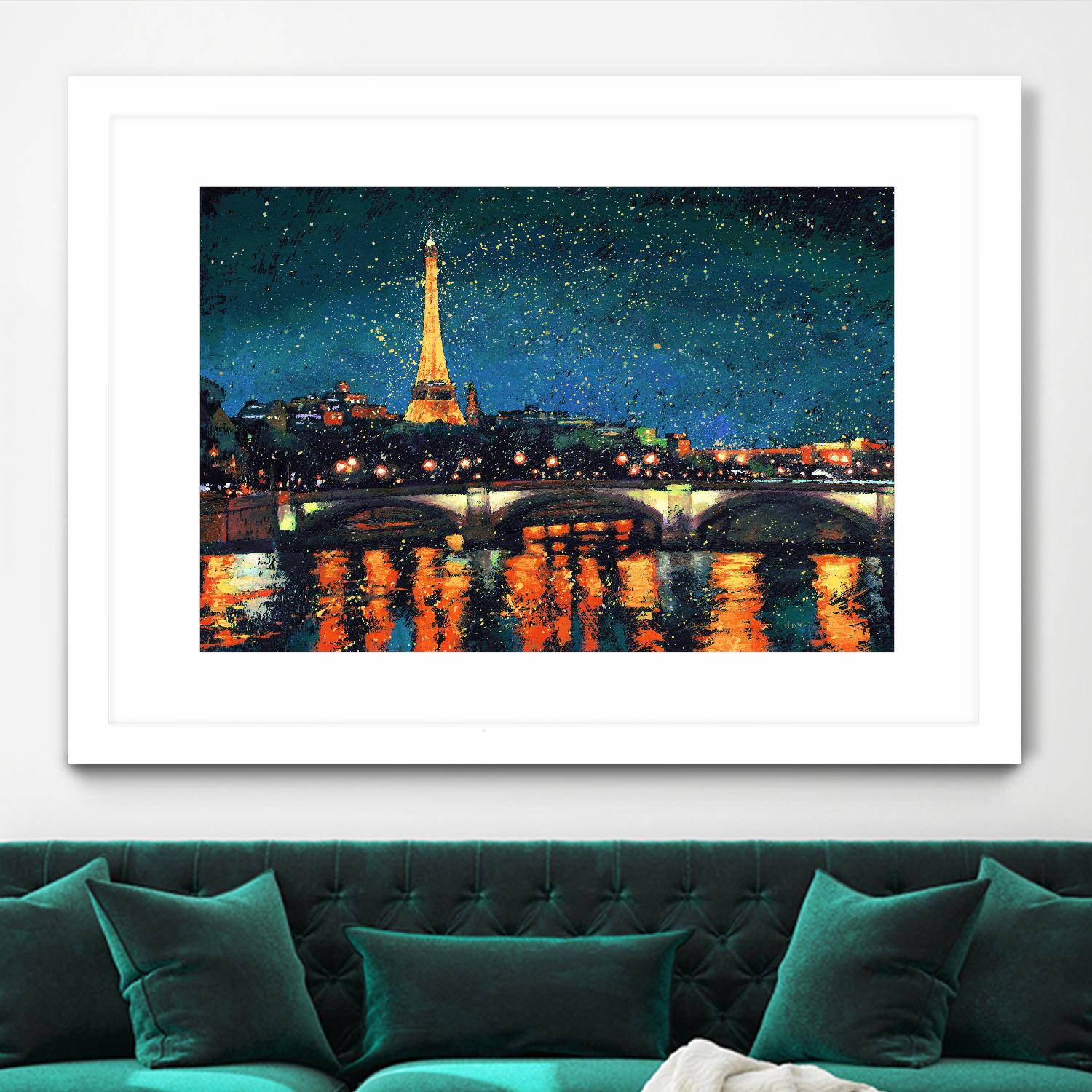 Paris Nights Blue I by James Wiens on GIANT ART - blue architecture eiffel tower