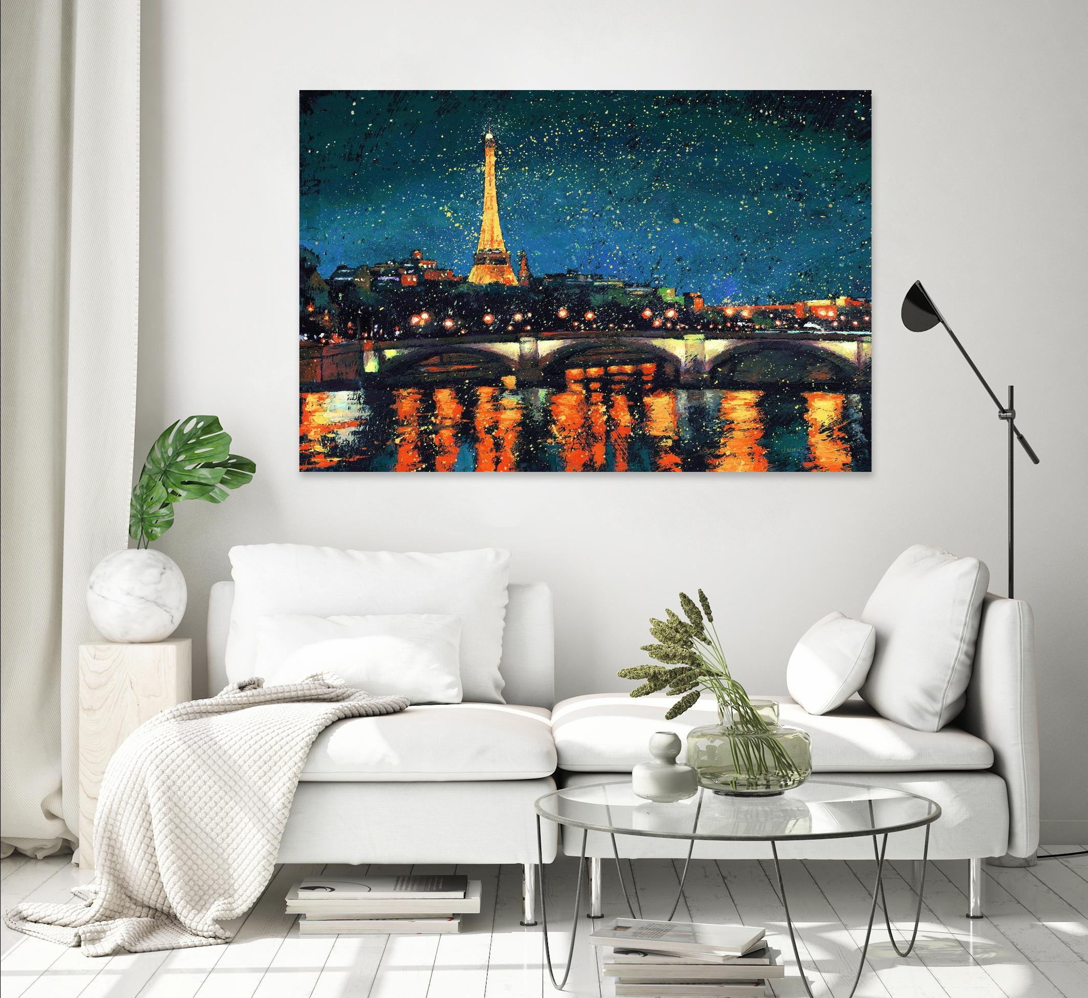 Paris Nights Blue I by James Wiens on GIANT ART - blue architecture eiffel tower
