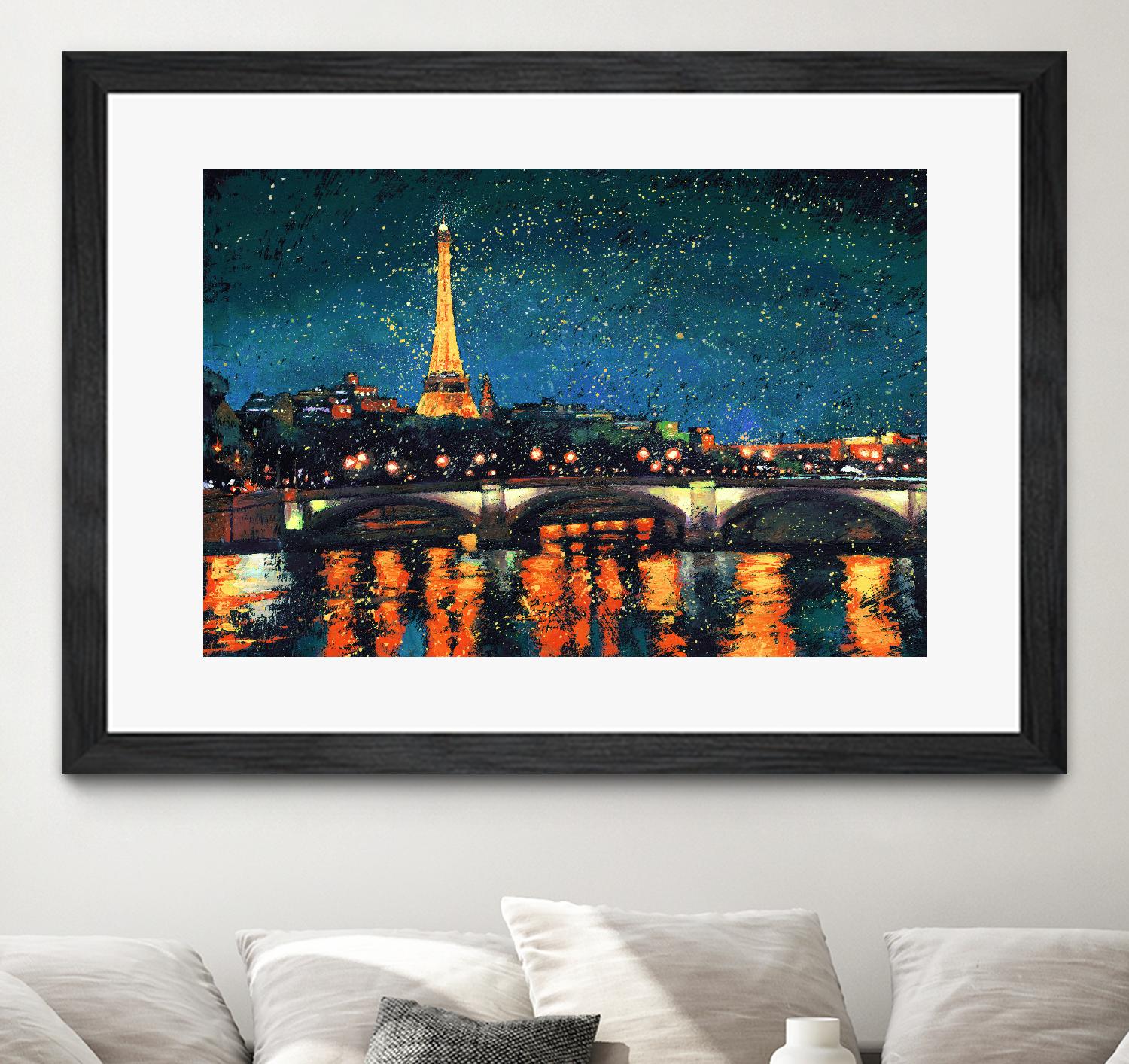Paris Nights Blue I by James Wiens on GIANT ART - blue architecture eiffel tower