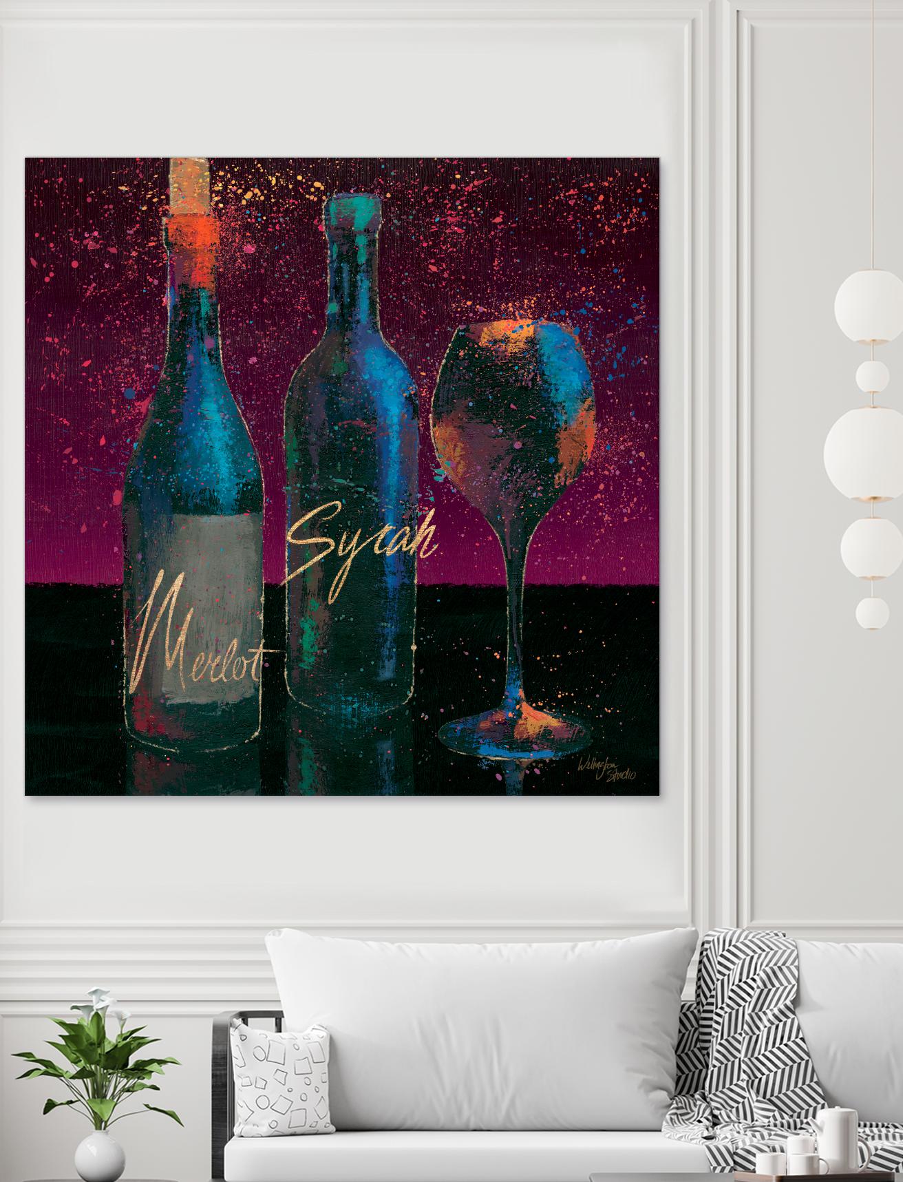 Wine Splash Dark III by Wellington Studio on GIANT ART - blue fruit-food-drink