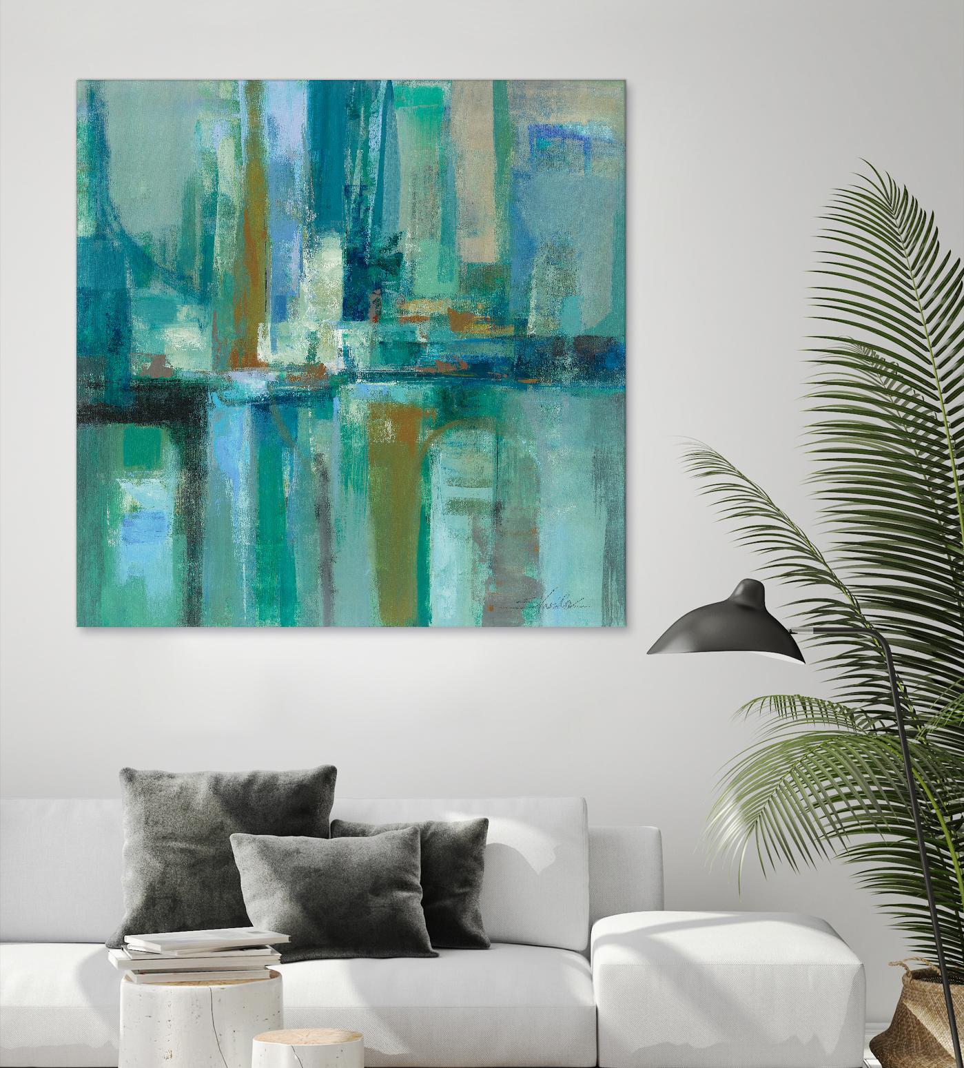 A Walk in the Rain by Silvia Vassileva on GIANT ART - turquoise abstract