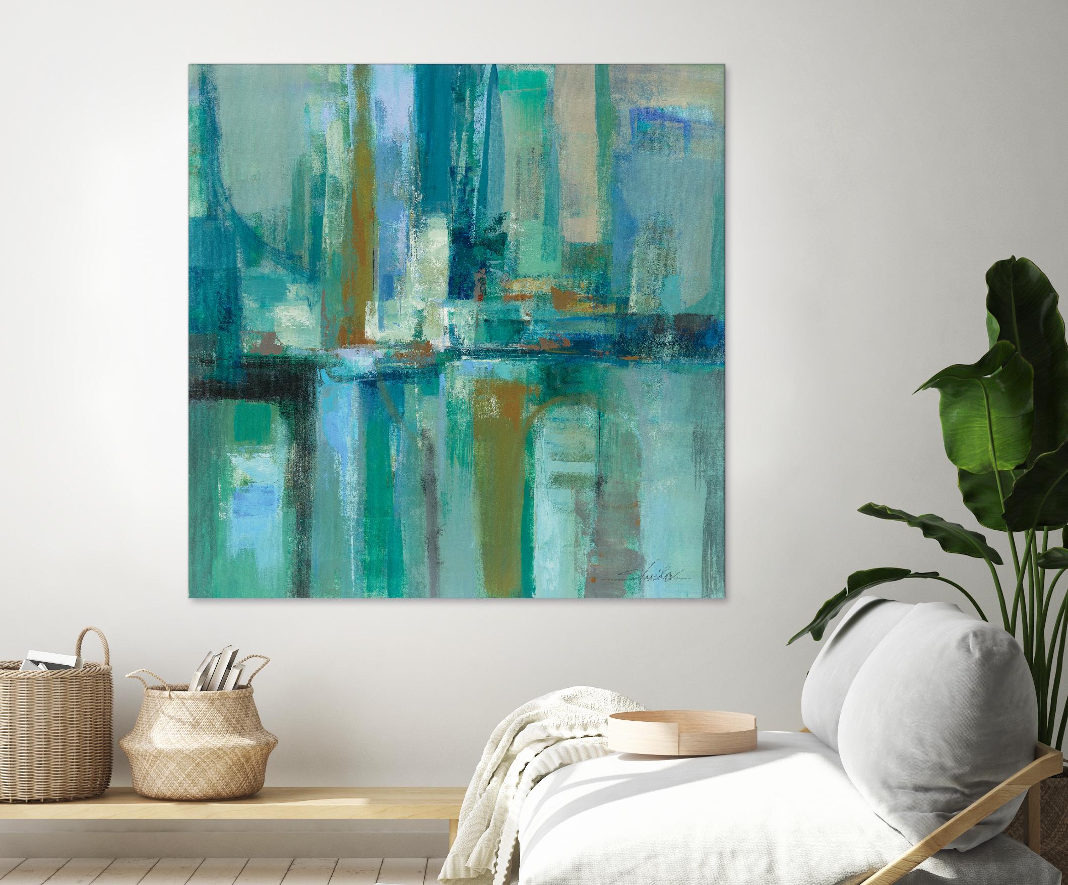 A Walk in the Rain by Silvia Vassileva on GIANT ART - turquoise abstract