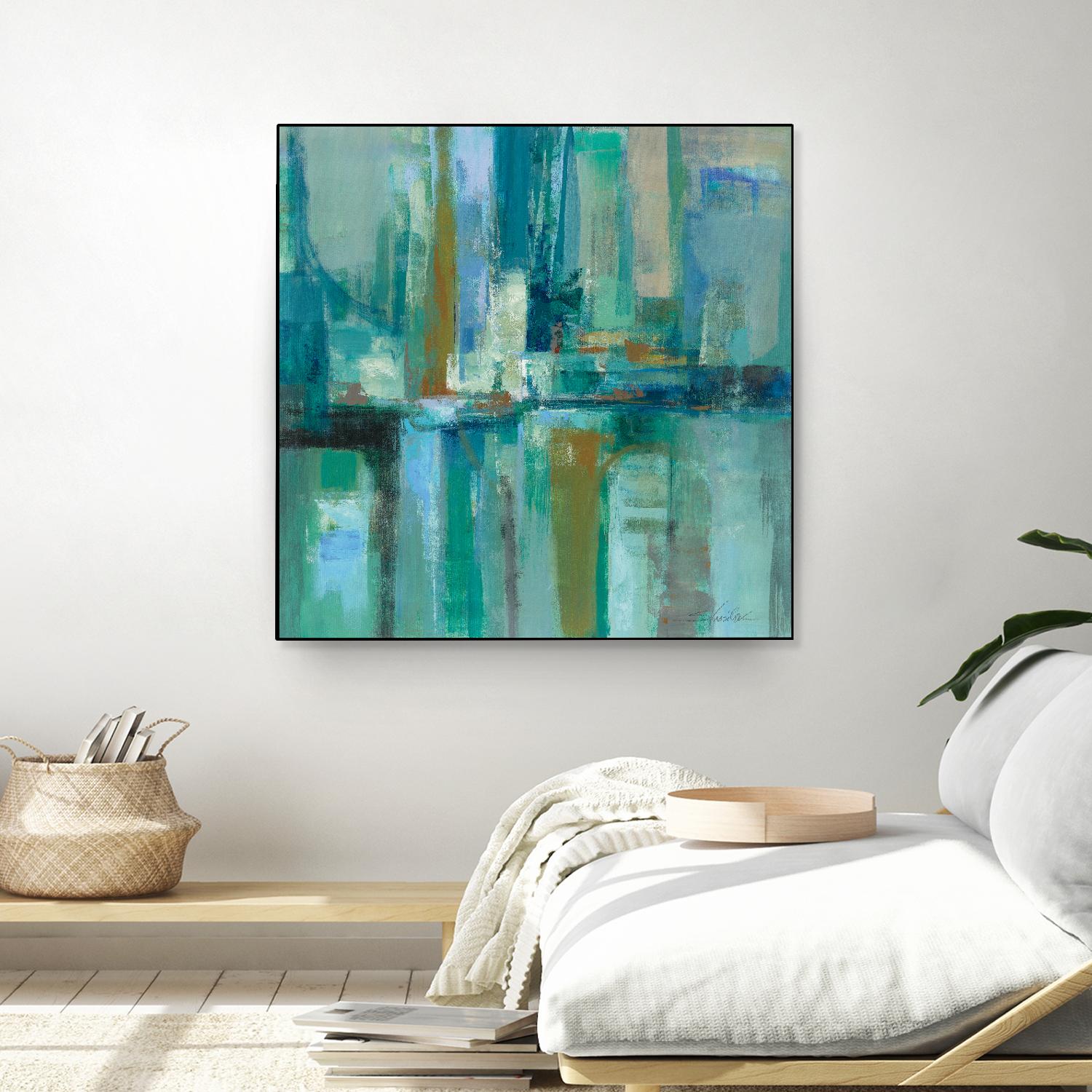 A Walk in the Rain by Silvia Vassileva on GIANT ART - turquoise abstract
