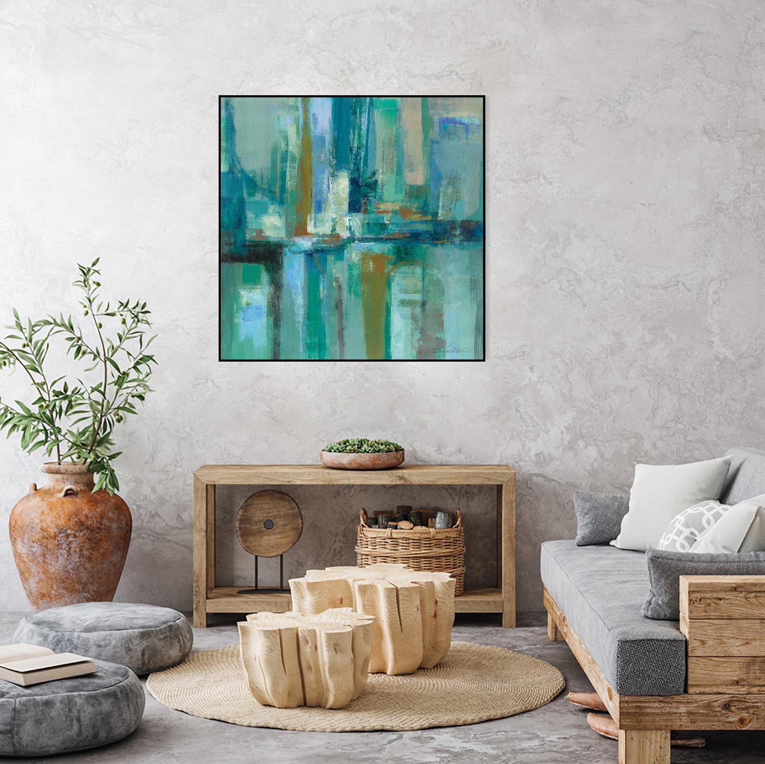 A Walk in the Rain by Silvia Vassileva on GIANT ART - turquoise abstract