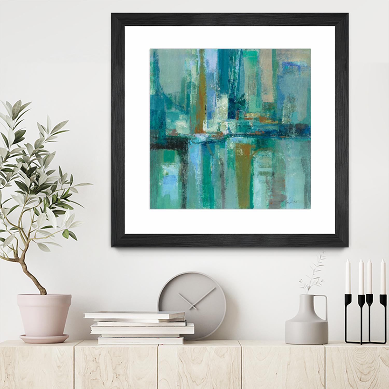 A Walk in the Rain by Silvia Vassileva on GIANT ART - turquoise abstract