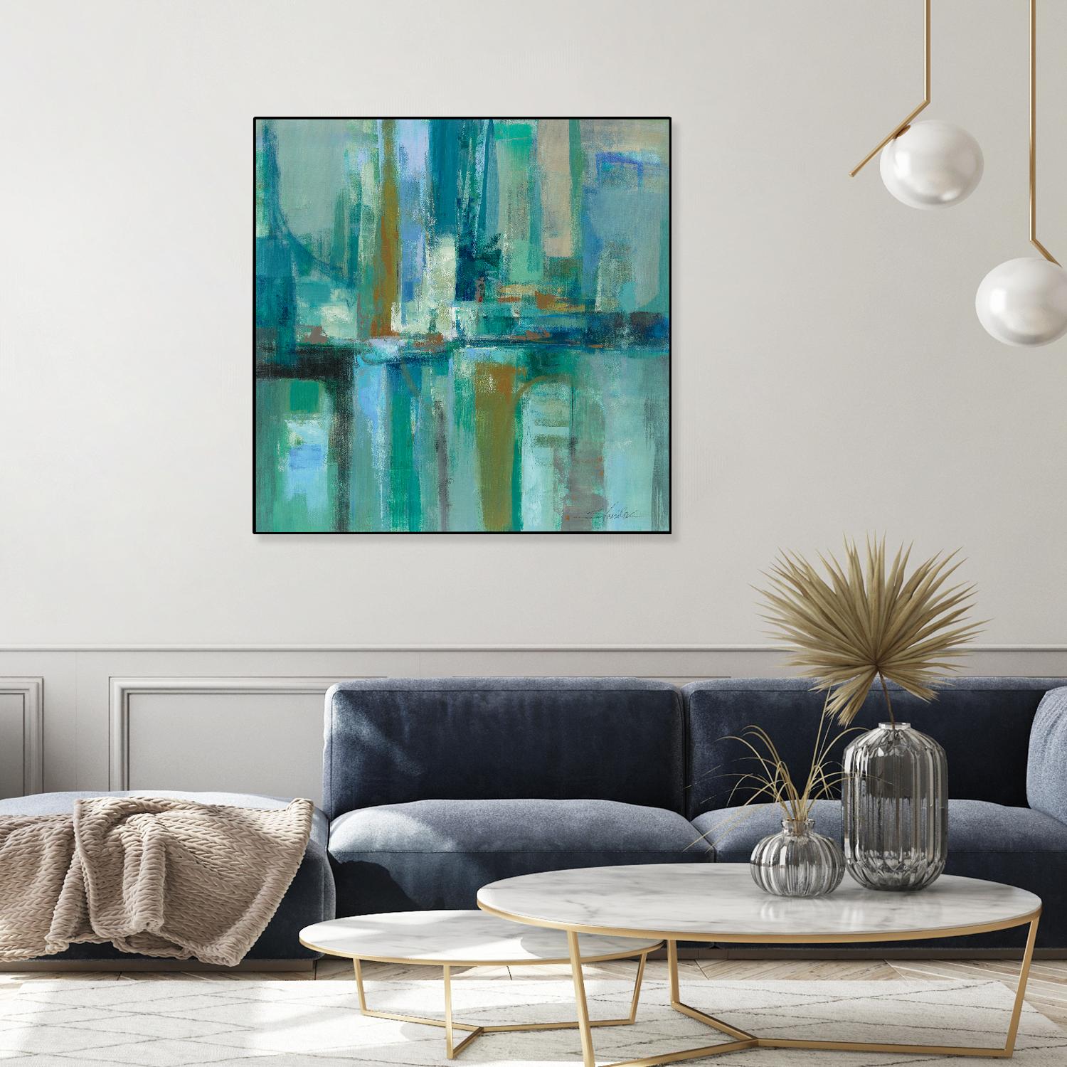 A Walk in the Rain by Silvia Vassileva on GIANT ART - turquoise abstract