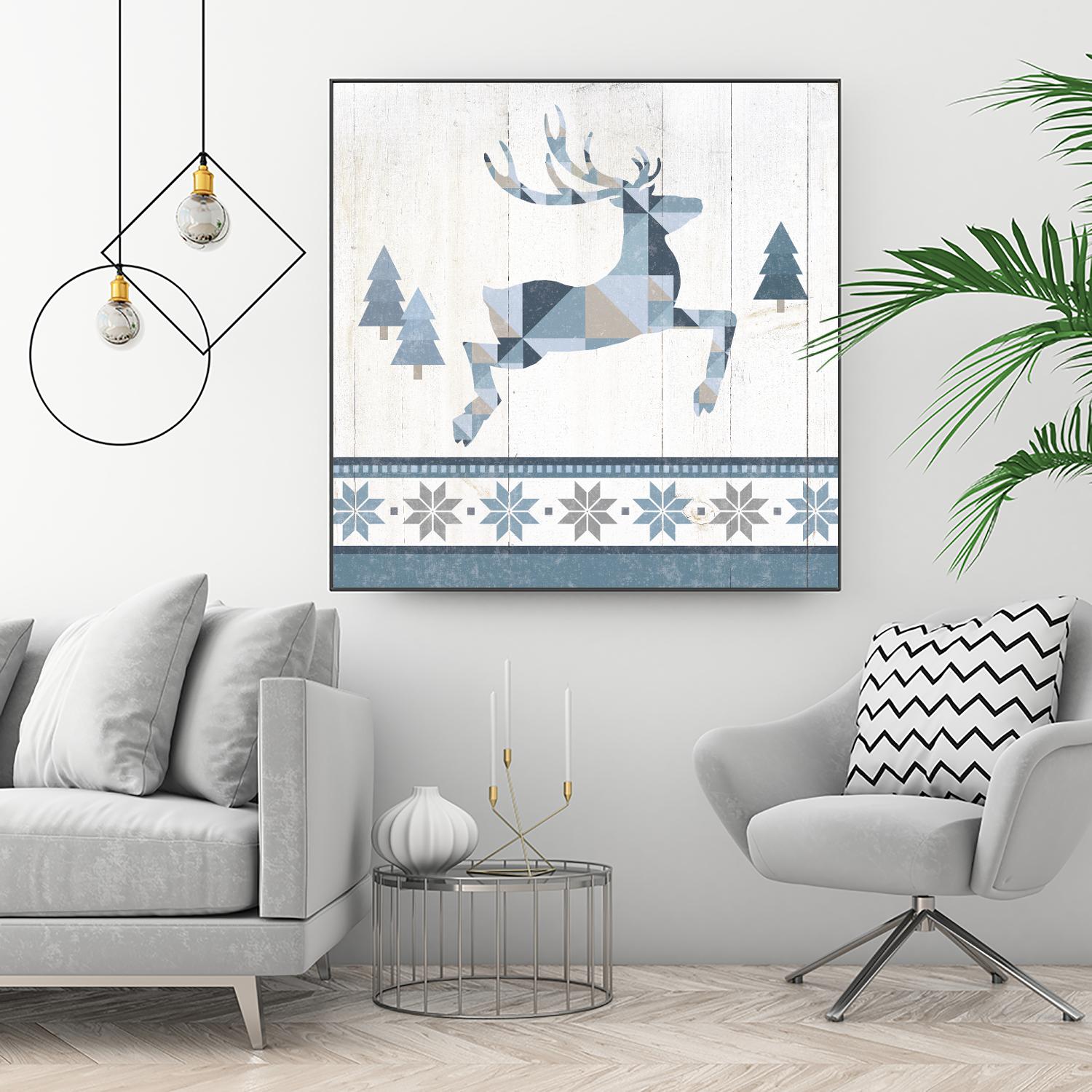 Nordic Geo Lodge Deer III by Portfolio on GIANT ART - white country look