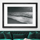 Moonrise Beach Black and White by Sue Schlabach on GIANT ART - white sea scene