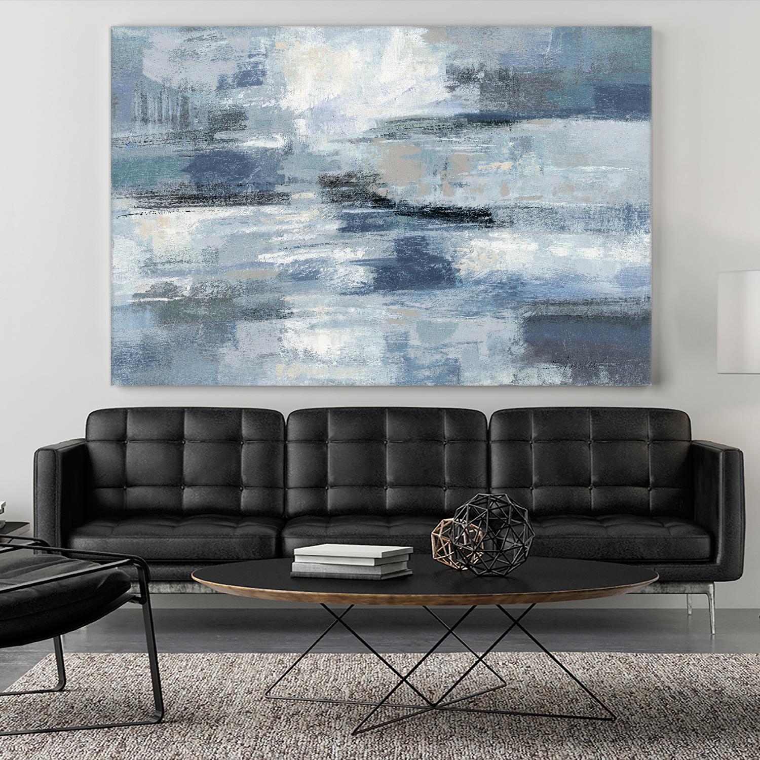 Clear Water Indigo and Gray by Silvia Vassileva on GIANT ART - white abstract