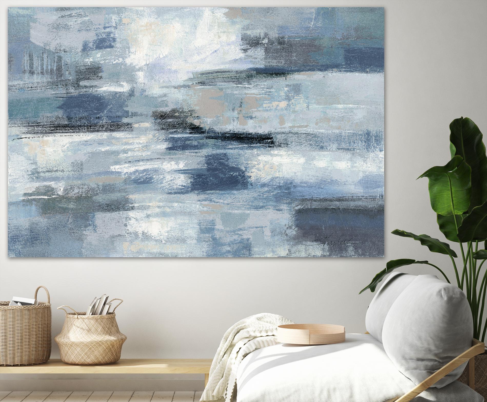 Clear Water Indigo and Gray by Silvia Vassileva on GIANT ART - white abstract