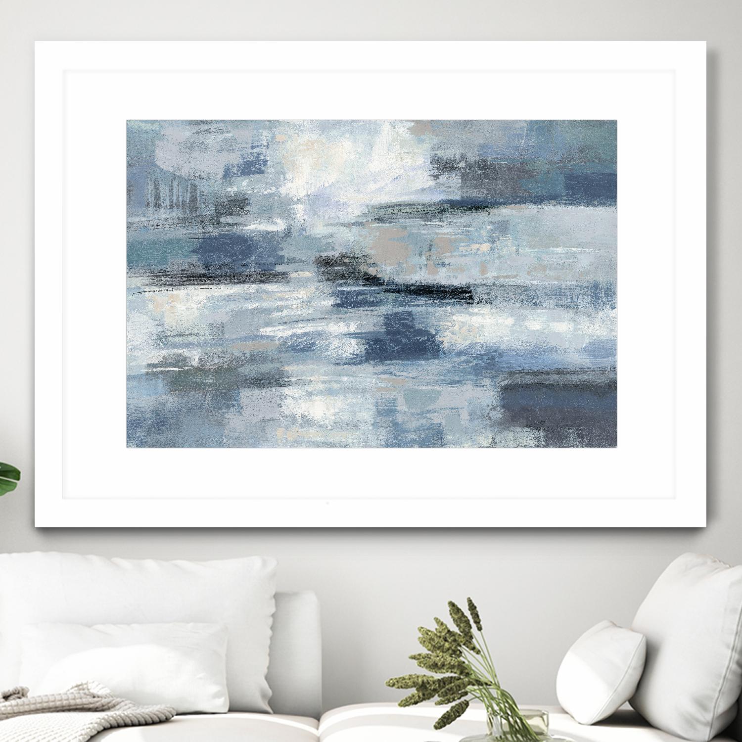 Clear Water Indigo and Gray by Silvia Vassileva on GIANT ART - white abstract