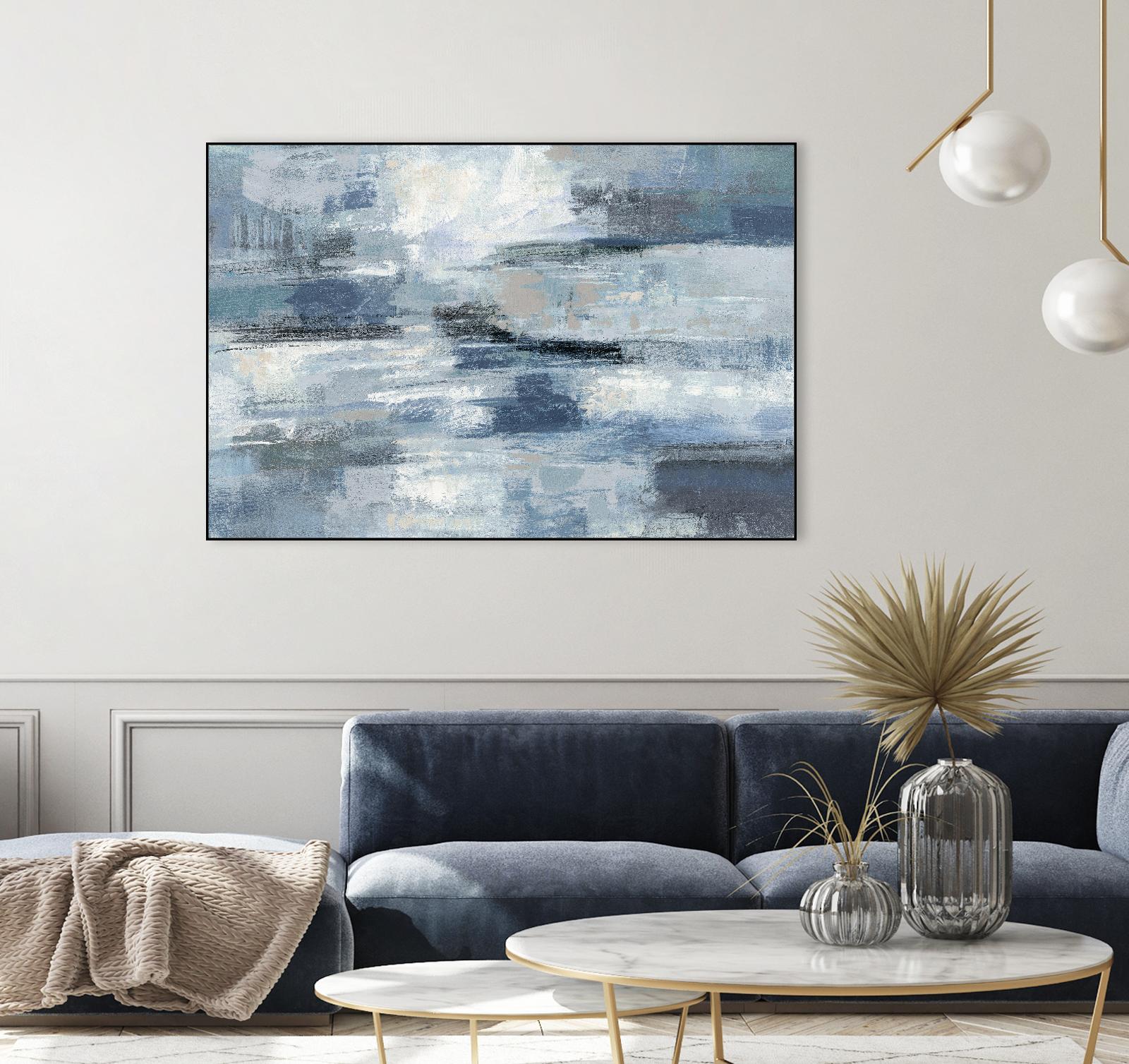 Clear Water Indigo and Gray by Silvia Vassileva on GIANT ART - white abstract