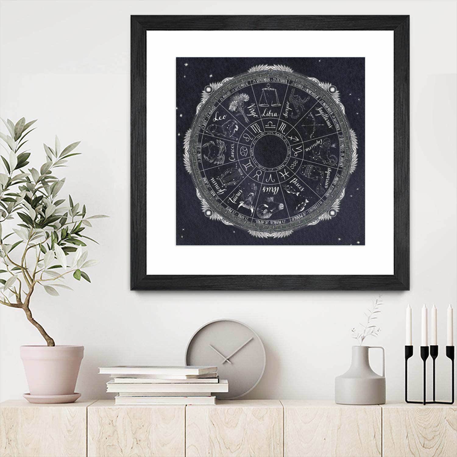 Night Sky Zodiac by Sara Zieve Miller on GIANT ART - grey maps