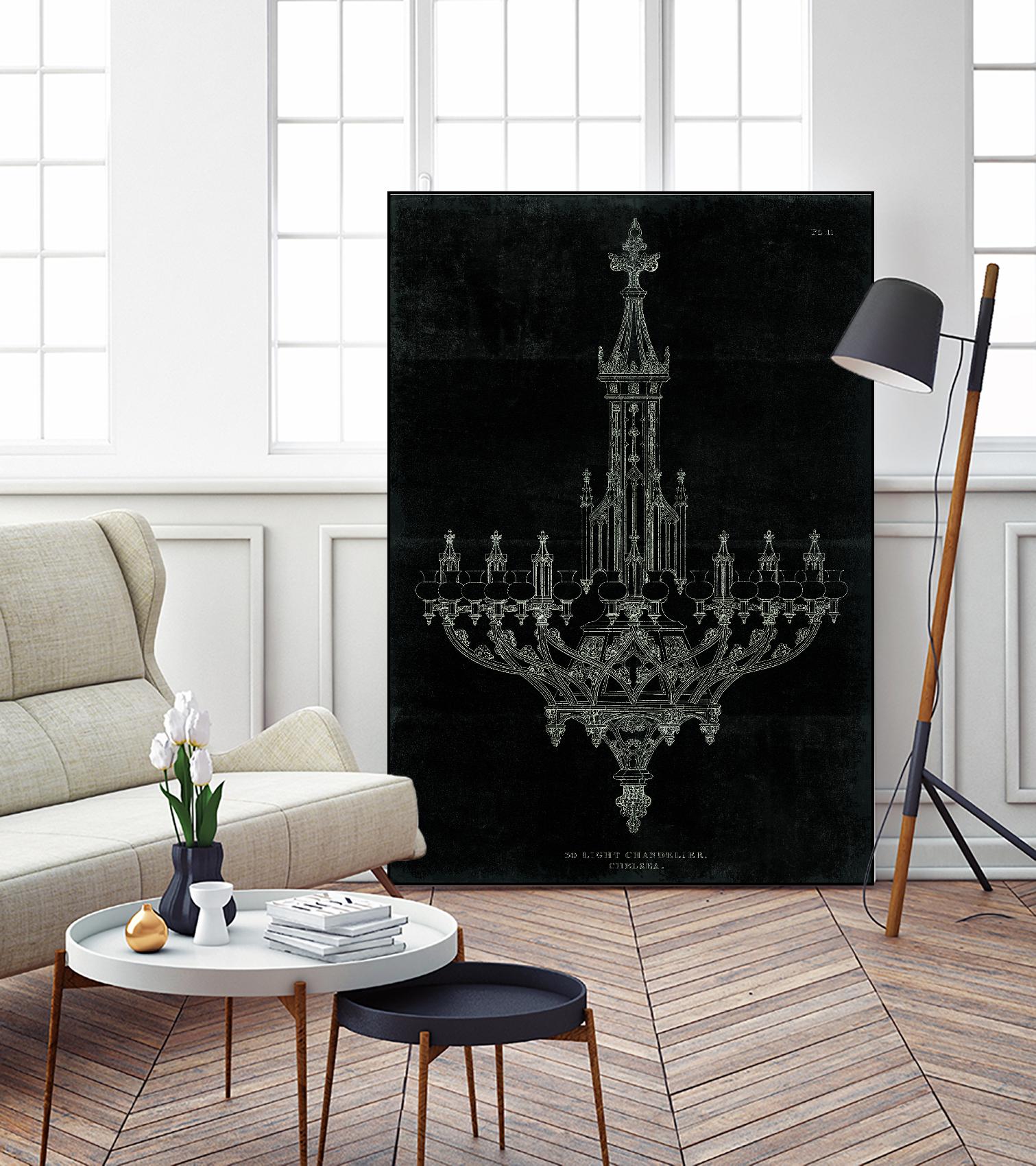 Ornamental Metal Work Chandelier by Portfolio on GIANT ART - grey interior