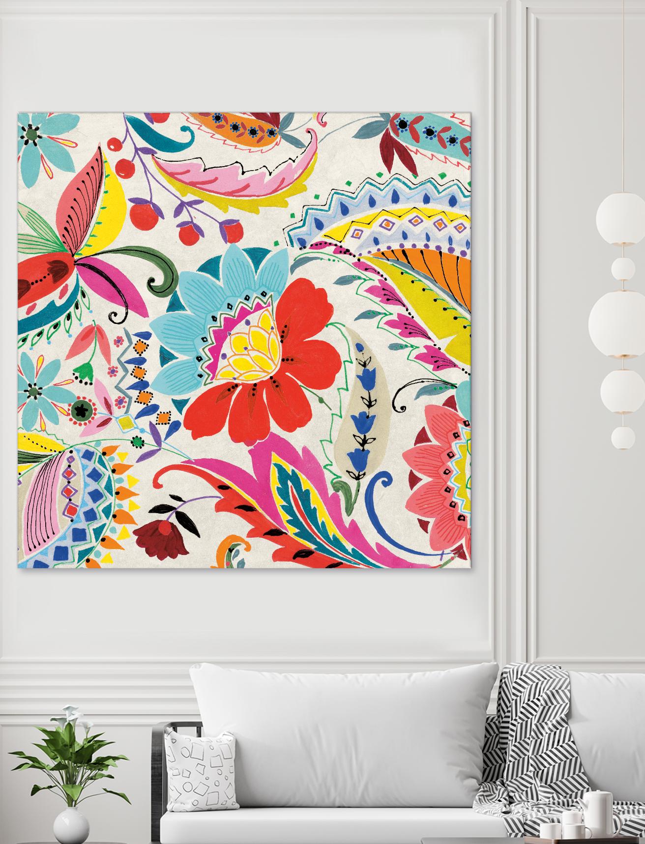 Boho Paisley II by Portfolio on GIANT ART - blue floral