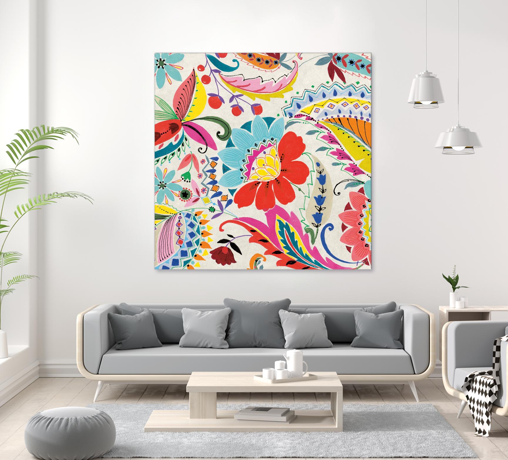 Boho Paisley II by Portfolio on GIANT ART - blue floral