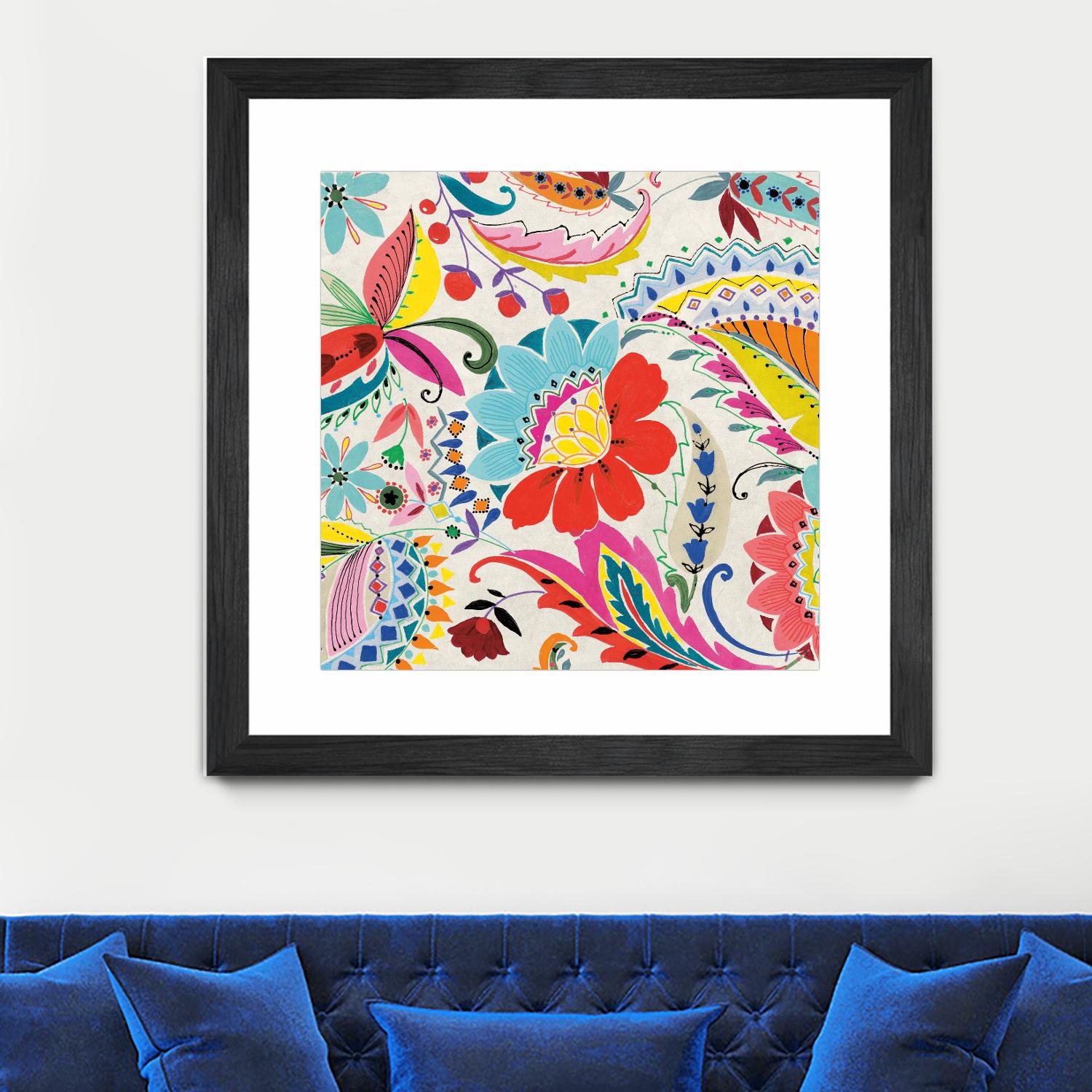 Boho Paisley II by Portfolio on GIANT ART - blue floral