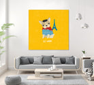 Good Dogs French Bulldog Bright by Moira Hershey on GIANT ART - blue animals