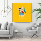 Good Dogs French Bulldog Bright by Moira Hershey on GIANT ART - blue animals