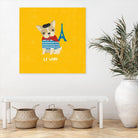 Good Dogs French Bulldog Bright by Moira Hershey on GIANT ART - blue animals